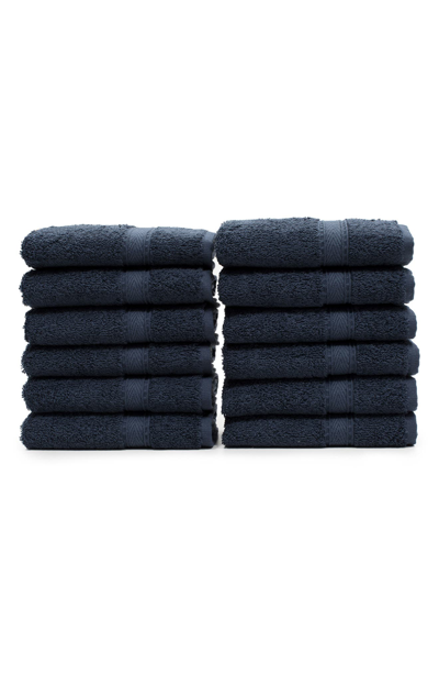 Linum Home Textiles 100% Turkish Cotton Sinemis Terry Washcloths In Navy