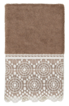 Linum Home Textiles 100% Turkish Cotton Arian Cream Lace Embellished Hand Towel In Light Brown