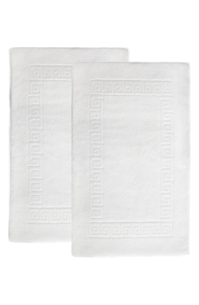 Linum Home Textiles 100% Turkish Cotton Greek Key Bath Mats In White