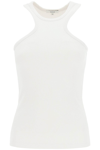 Agolde Off-white Organic Cotton Bea Cutaway Tank Top In Light Grey (white)