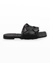 Bottega Veneta The Lido Flat Sandals In Nero