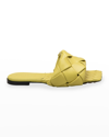 Bottega Veneta Ladies Green Bv Lido Flat Sandals, Brand Size 38 ( Us Size 8 ) In Multi-nero