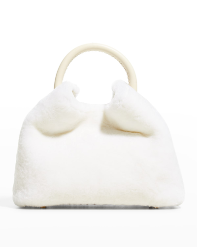 Elleme Baozi Shearling Top-handle Bag In White