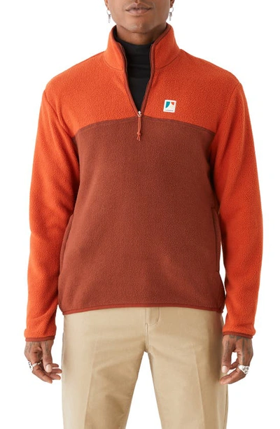 Frank + Oak High Pile Fleece Quarter Zip Pullover In Rooibos Tea