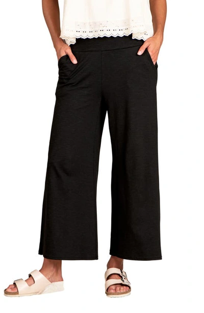 Toad And Co Chaka Wide Leg Knit Crop Pants In Black