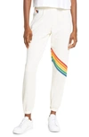 Aviator Nation Chevron Stripe Joggers In White/neon Pink Rainbow