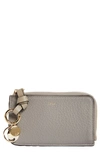 Chloé Alphabet Zip Leather Card Holder In Grey