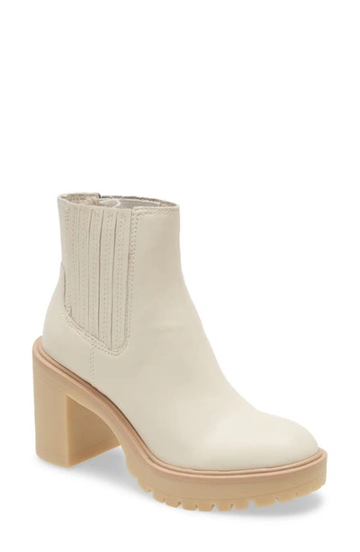 Dolce Vita Caster Womens Ankle Round Toe Chelsea Boots In White