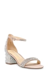 Betsey Johnson Sb-mari Champagne Rhinestone Ankle Strap Sandal Heels In Champagne