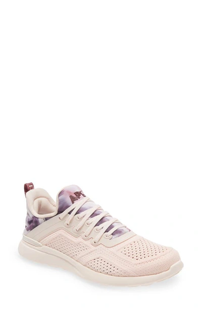 Apl Athletic Propulsion Labs Techloom Tracer Knit Training Shoe In Creme / Burgundy / Tie Dye