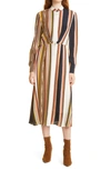 Kobi Halperin Steffi Stripe Long Sleeve Shirtdress In Natural Multi