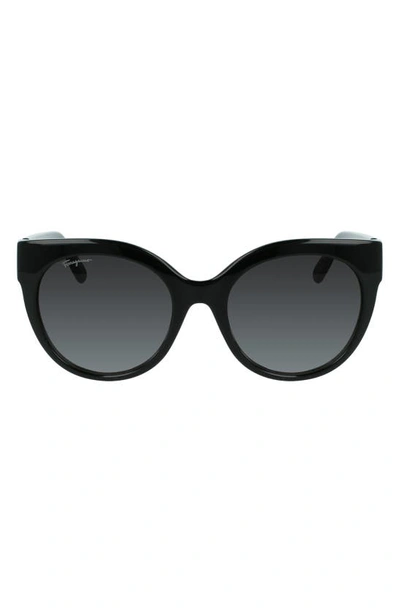 Ferragamo Gancini 53mm Round Sunglasses In Black