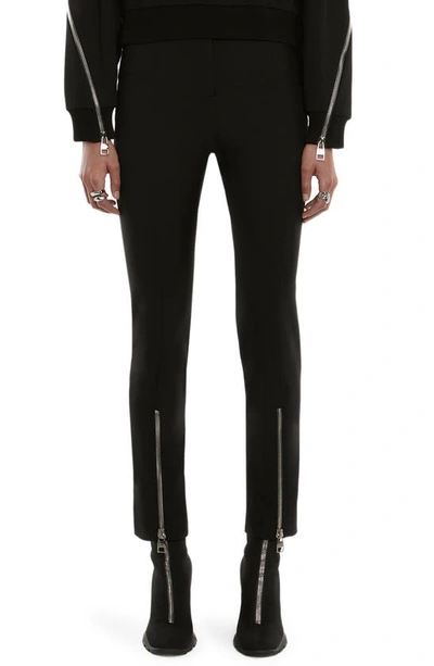 Alexander Mcqueen Cropped Zip-cuff Crepe Trousers In Black
