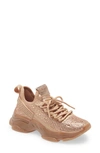 Steve Madden Women's Maxima Rhinestone-trim Trainer Sneakers In Rose Gold/rose Gold Rhinestone