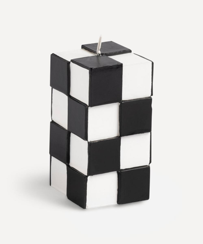 Klevering Black Check Small Candle In Multicolour