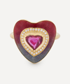 BROOKE GREGSON 18CT GOLD RUBY AND DIAMOND ENAMEL HEART RING,000748506