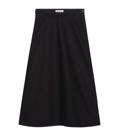 Balenciaga Wool Bias Midi Skirt In Black