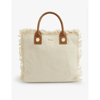 Melissa Odabash Porto Stripe-print Cotton Top-handle Bag In Beige/tan