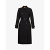 BURBERRY BURBERRY WOMEN'S BLACK WATERLOO DOUBLE-BREASTED COTTON TRENCH COAT,51863693