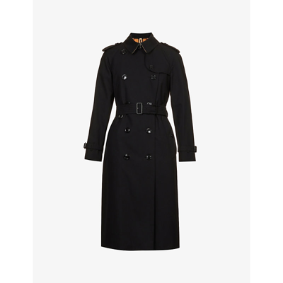 Burberry Waterloo Double-breasted Cotton Trench Coat In Black