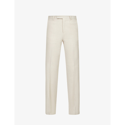 Amiri Mens Alabastar Tailored Straight-fit Tapered Wool-blend Trousers 32 In Ivory