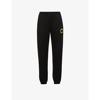 Adanola Womens Black/yellow Logo-print Tapered Mid-rise Cotton-jersey Jogging Bottoms Xl