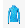 MONCLER GENIUS WOMENS BRIGHT BLUE X 3 MONCLER GRENOBLE PRINTED STRETCH-JERSEY TOP M