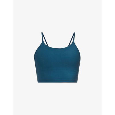 Adanola Tank Scoop-neckline Stretch-jersey Sports Bra In Deep Teal