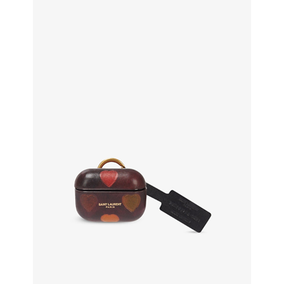 Saint Laurent Heart-print Leather Airpods Pro Case In Multi