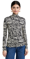 La Doublej Fauve Abstract-print Jersey Turtleneck Top In Fauve