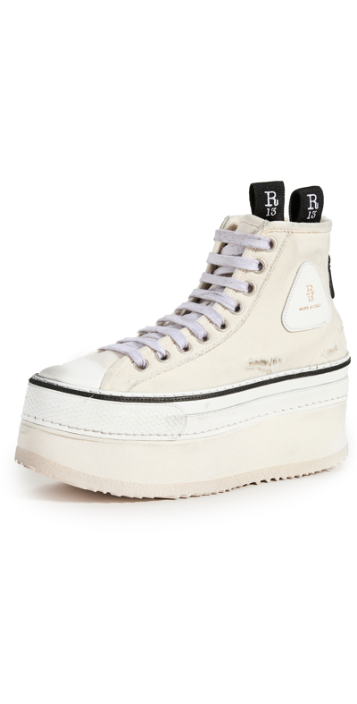 R13 Platform High Top Trainers In Ecru