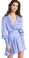 Zimmermann Belted Silk Wrap Dress In Light Blue