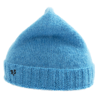 Raf Simons Rs Knitted Beanie In Blue