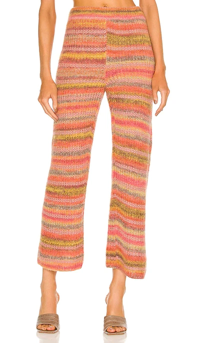 Something Navy Wide Leg Striped Knitted Pants In Pink
