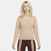 Nike Women's  Sportswear Collection Essentials Long-sleeve Mock Top In Brown