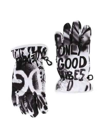Dolce & Gabbana Kids' Spray-paint Logo-print Gloves In Black