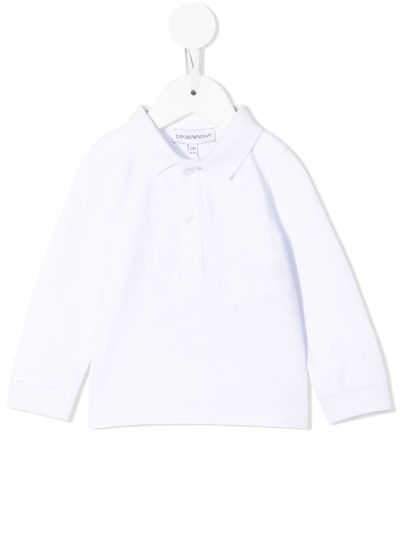 Emporio Armani Babies' Long-sleeve Polo Shirt In White