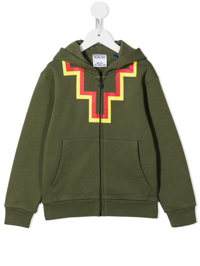 Marcelo Burlon County Of Milan Kids' Rural Cross Zipped Hoodie In Green