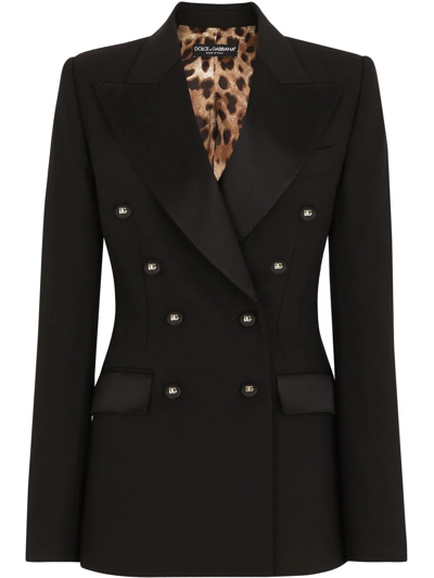 Dolce & Gabbana Double-breasted Fitted Suit Jacket In Black