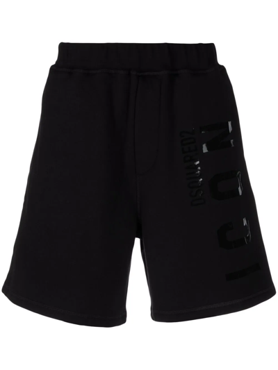 Dsquared2 Logo-print Cotton Shorts In Black
