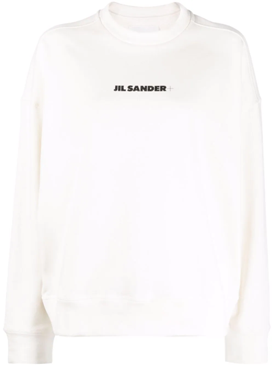 Jil Sander Logo-print Long-sleeve Top In White