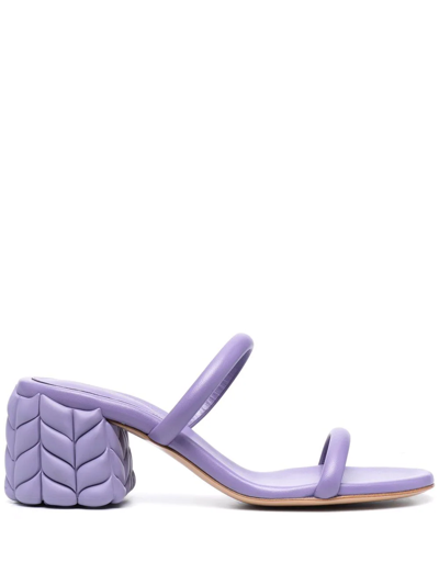 Gianvito Rossi Florea 55 Nappa Leather Mules With Quilted Heel In Purple