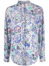 Isabel Marant Banessa Ruffled Printed Silk-blend Crepe Blouse In Blue