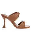 Aquazzura Twist Leather Sandals In Cuoio