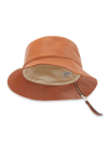 LOEWE WOMEN'S LEATHER LOGO BUCKET HAT,400015135056