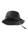 LOEWE WOMEN'S LEATHER LOGO BUCKET HAT,400015135056