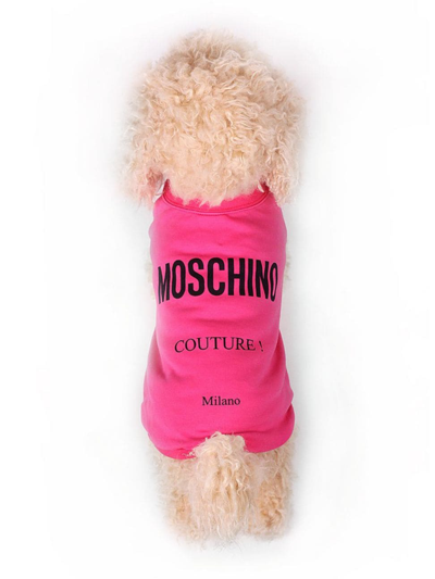 Moschino Jersey Logo Dog T-shirt In Fuxia