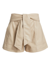 Simkhai Mari Vegan Leather Tie Waist Short In Egret