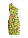 Bottega Veneta Abstract Print One-shoulder Dress In Banana Print