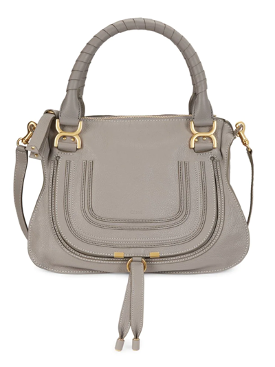 Chloé Women's Medium Marcie Leather Satchel In Cashmere Grey